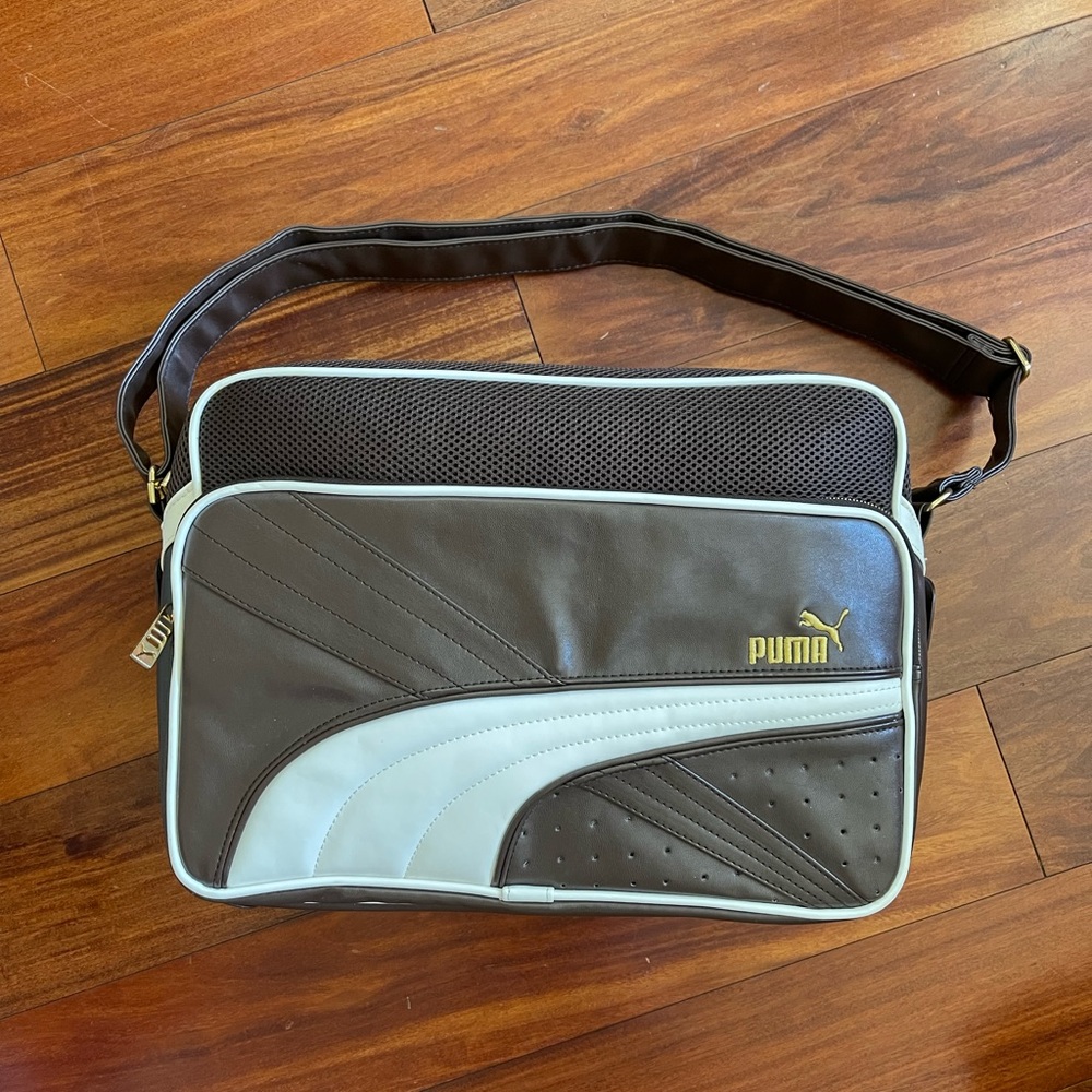 New Puma brown messenger laptop bag sport brown
